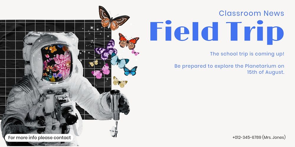 Field trip Twitter ad template, editable design