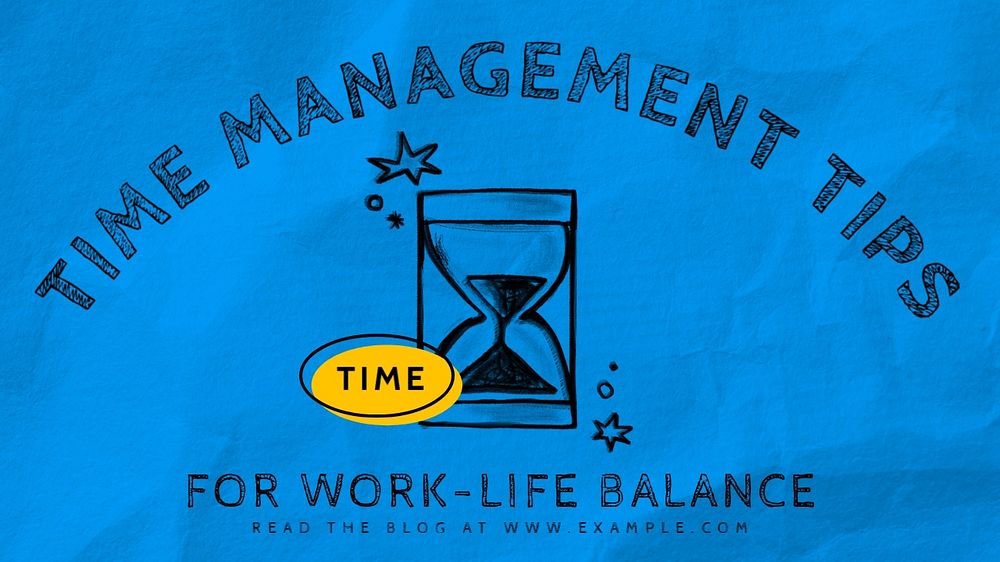 Time management blog banner template, editable text & design