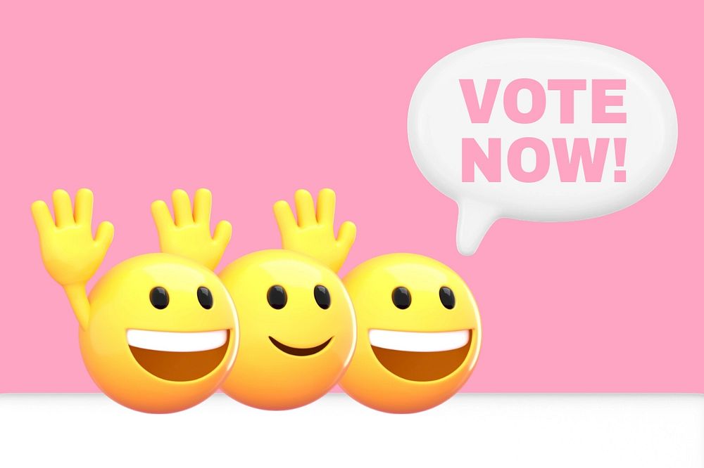 Election emoticons pink background, 3D emoji editable design