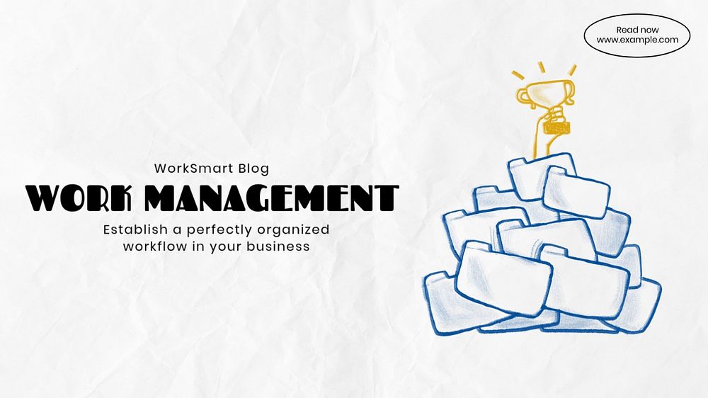 Work management blog banner template, editable text & design