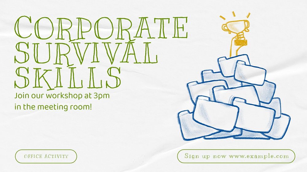 Corporate survival skills blog banner template, editable text & design
