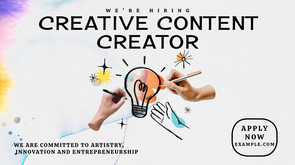 Creative content creator blog banner template, editable text & design