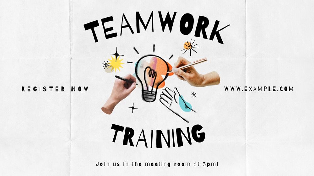 Teamwork training blog banner template, editable text & design