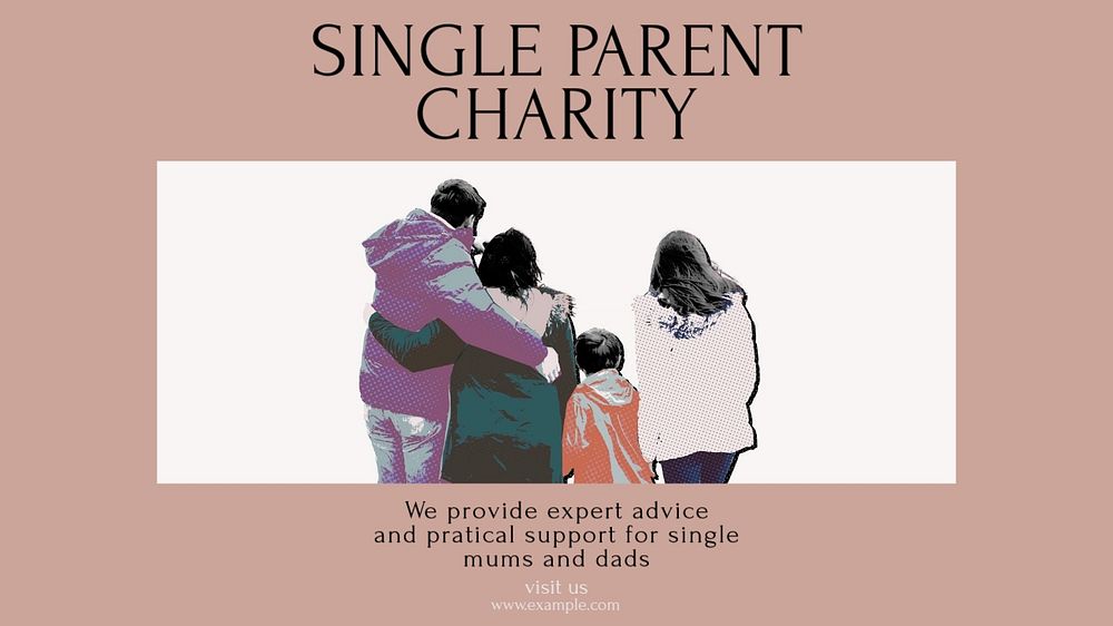 Charity for single parent families Facebook cover template, editable design