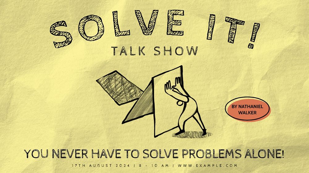 Problems talk show blog banner template, editable text & design