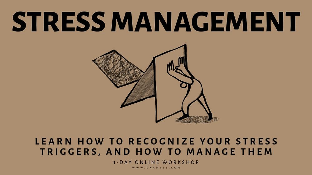 Stress management blog banner template, editable text & design