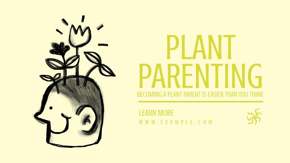 Plant parenting blog banner template, editable text & design