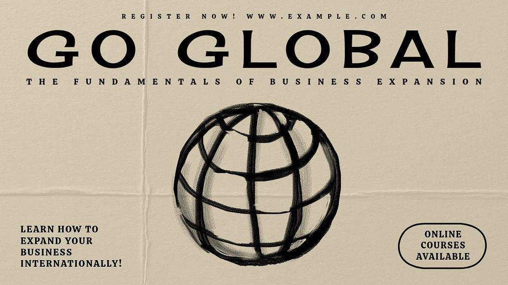 Global business blog banner template, editable text & design