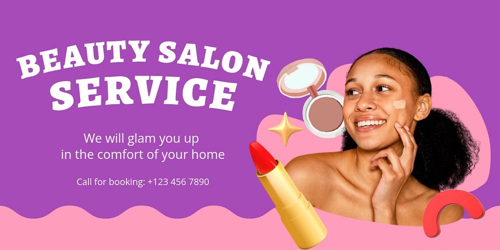 Beauty salon service Twitter ad template, editable text & design