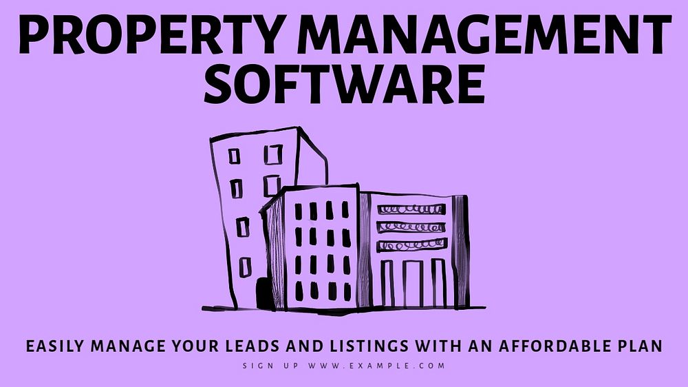 Property management software blog banner template, editable text & design