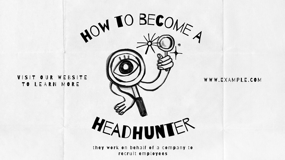 Headhunter job blog banner template, editable text & design