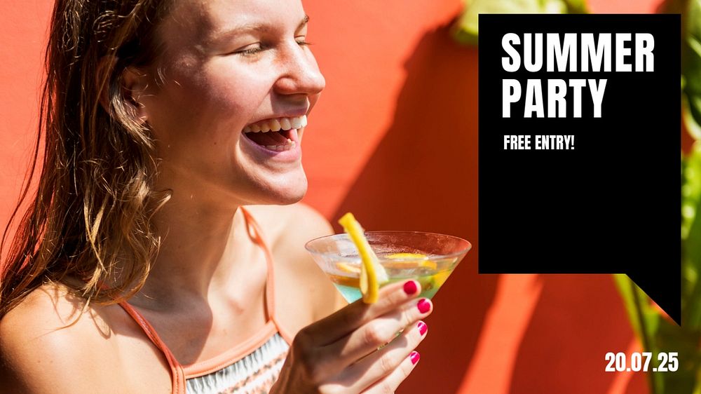 Summer party blog banner template, editable text & design