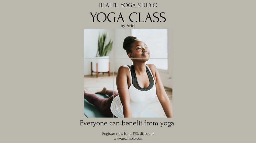 Senior yoga class blog banner template, editable design