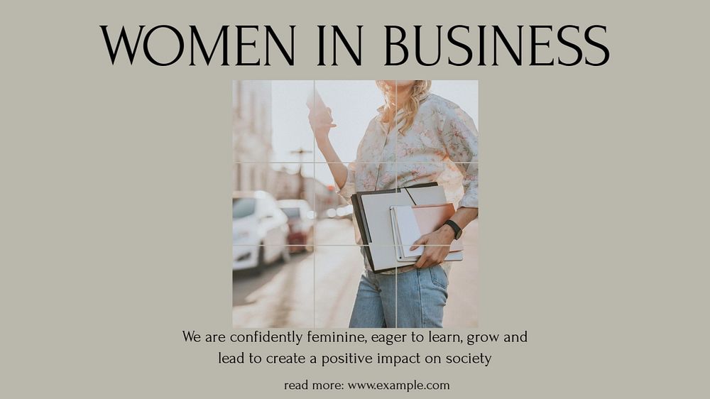 Women in business workshop blog banner template, editable design