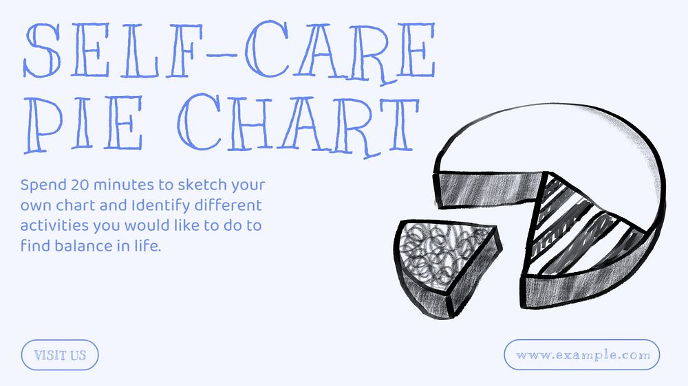 Self-care pie chart blog banner template, editable text & design