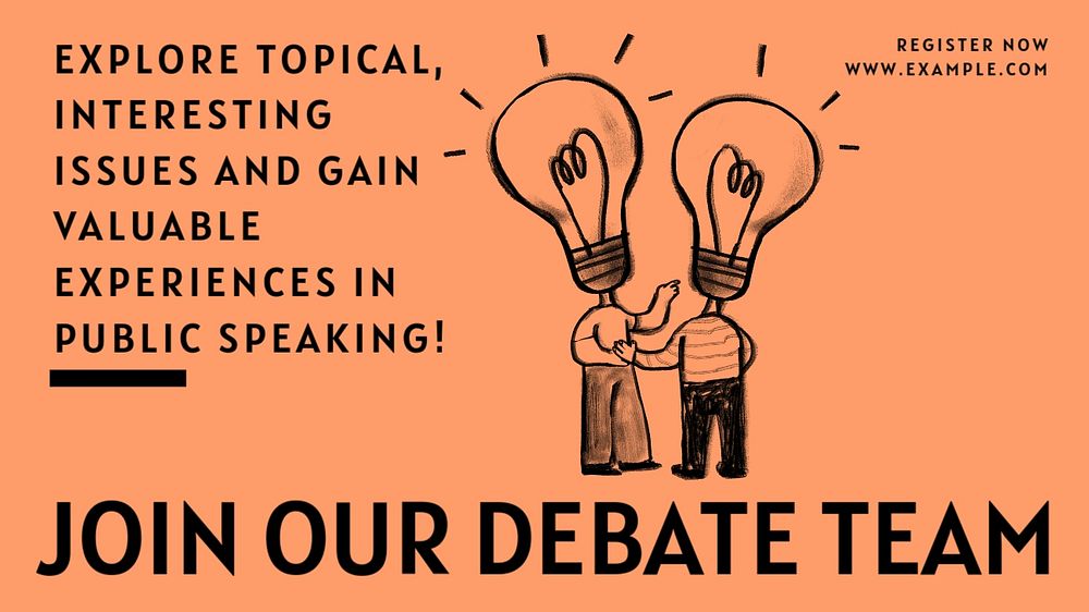 Debate team blog banner template, editable text & design