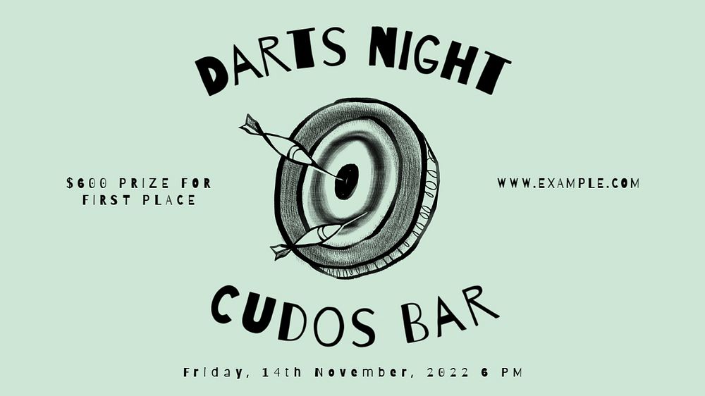 Darts night blog banner template, editable text & design