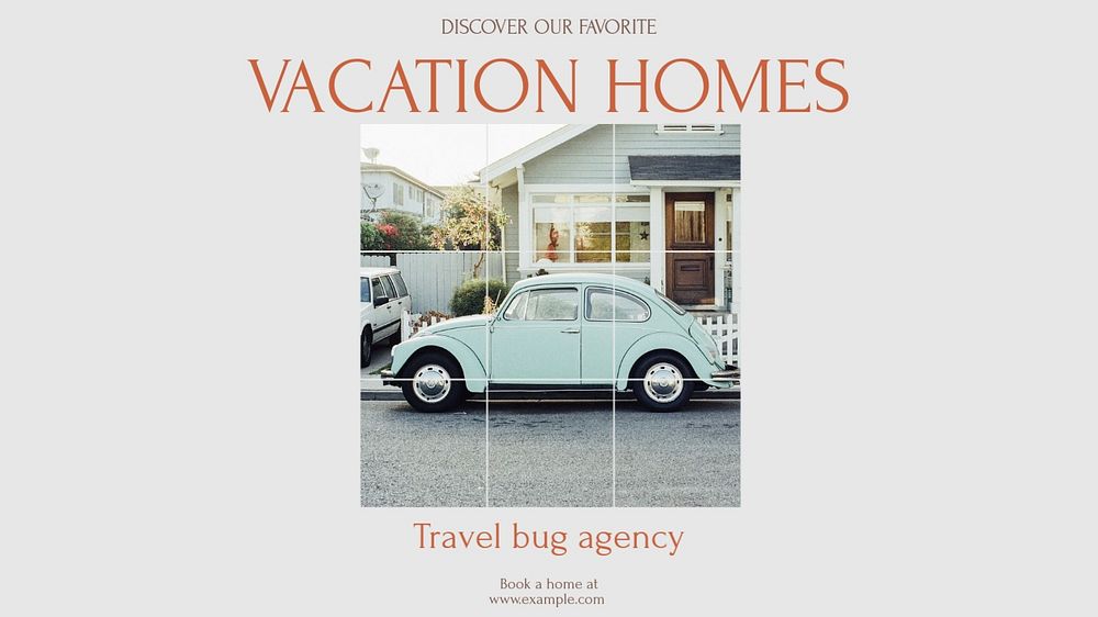 Vacation homes blog banner template, editable design