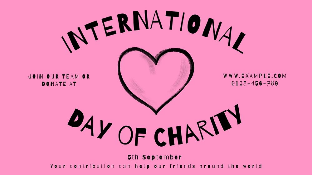 Day of charity blog banner template, editable text & design