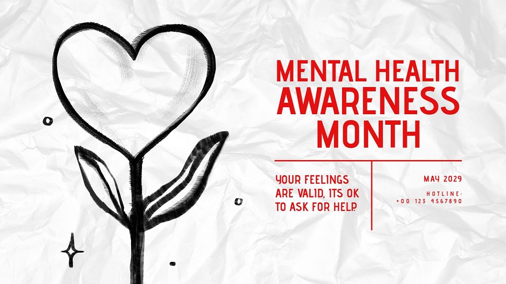 Mental health awareness blog banner template, editable text & design