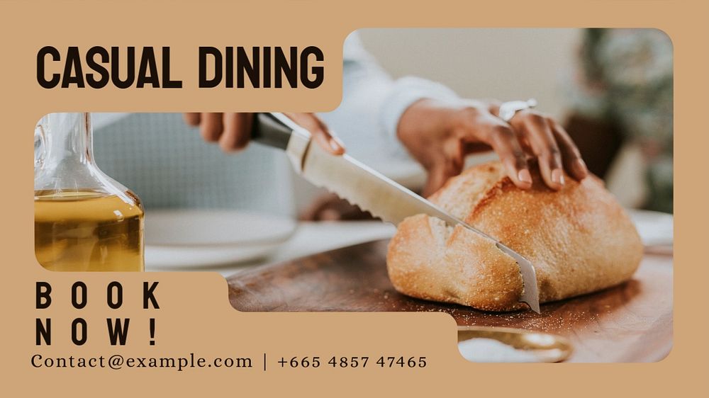 Casual dining blog banner template, editable text & design