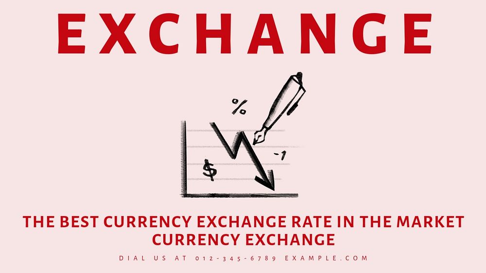 Currency exchange ad blog banner template, editable text & design