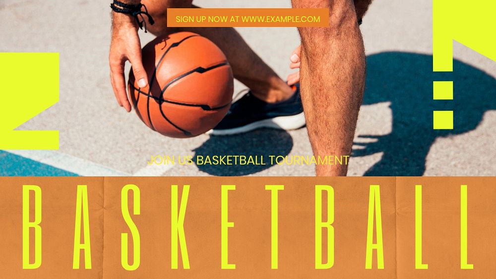 Basketball tournament blog banner template, editable text & design