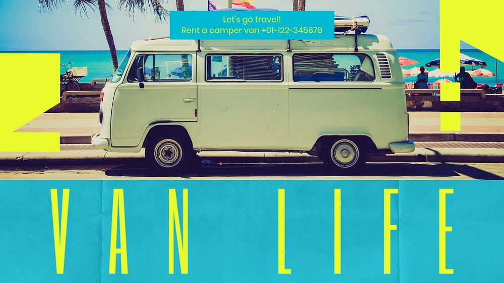 Van life blog banner template, editable text & design