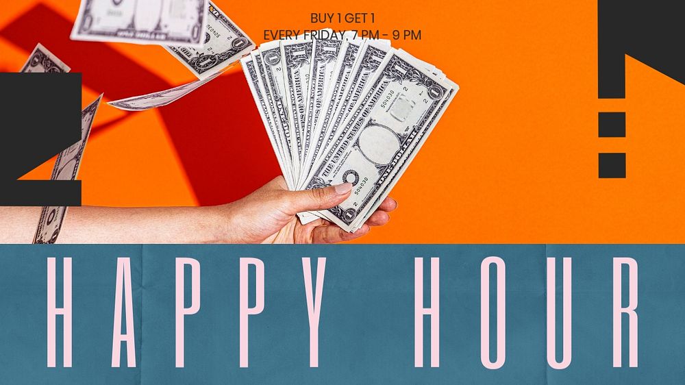 Happy hour blog banner template, editable text & design