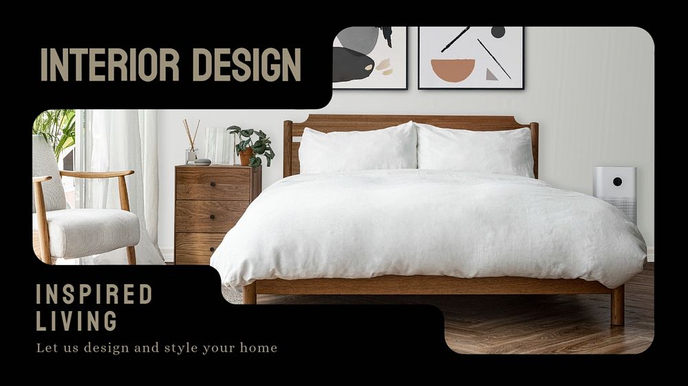 Interior design blog banner template, editable text & design