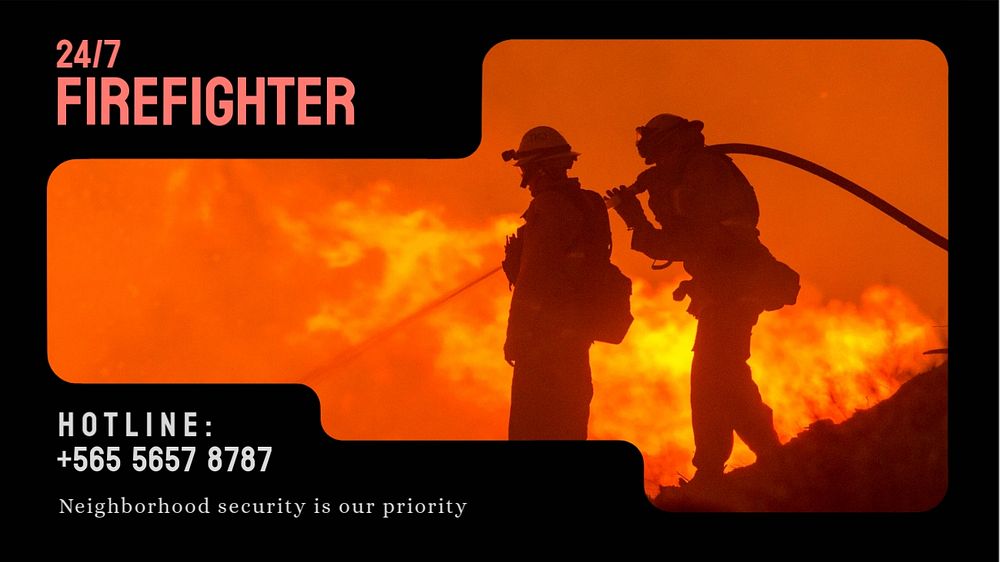 Firefighter service blog banner template, editable text & design