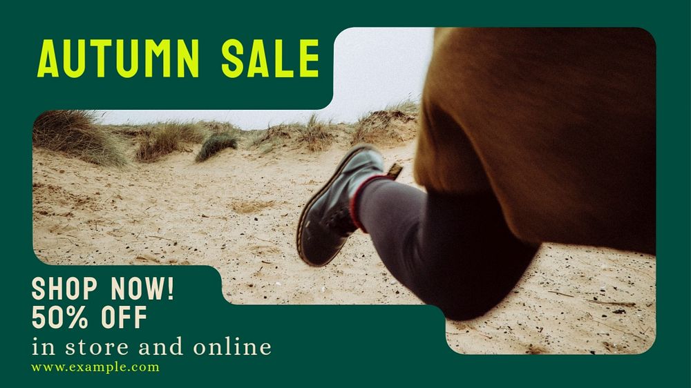 Autumn sale blog banner template, editable text & design