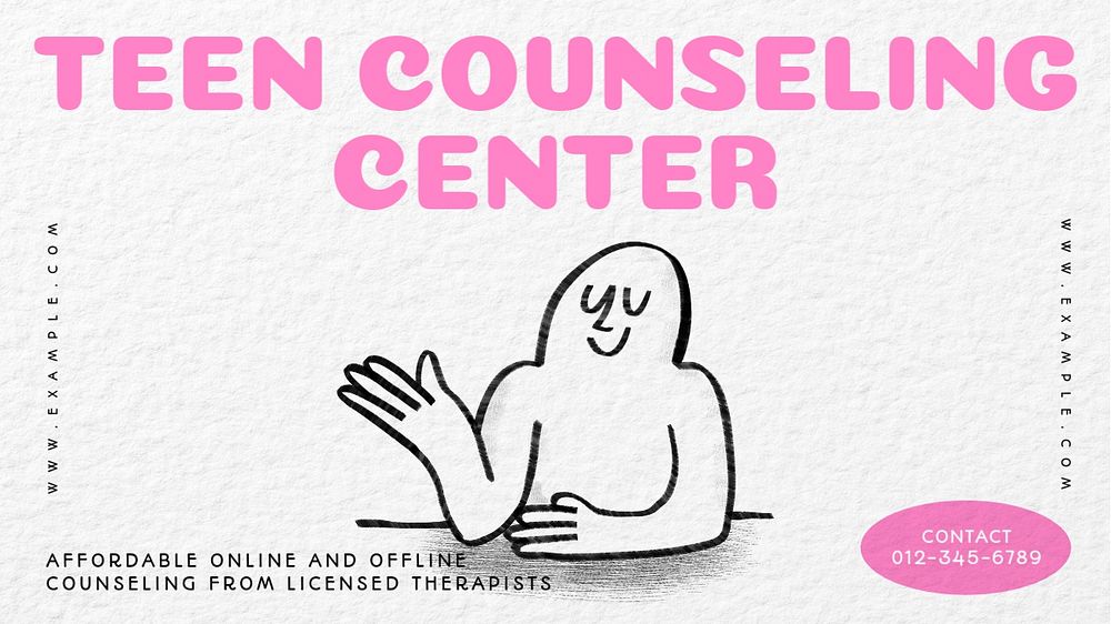 Teen counseling center blog banner template, editable text & design