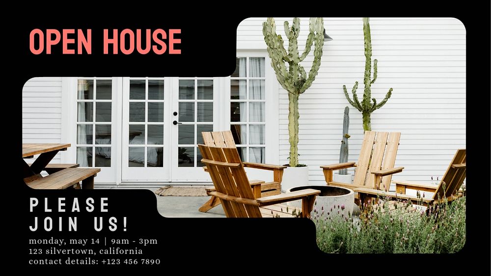 Open house blog banner template, editable text & design