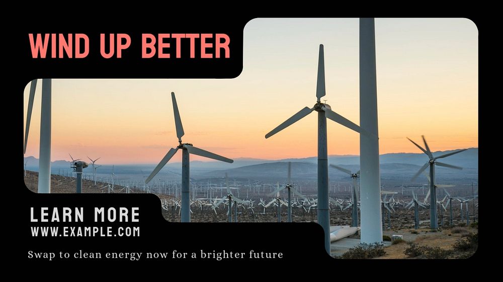 Wind power blog banner template, editable text & design