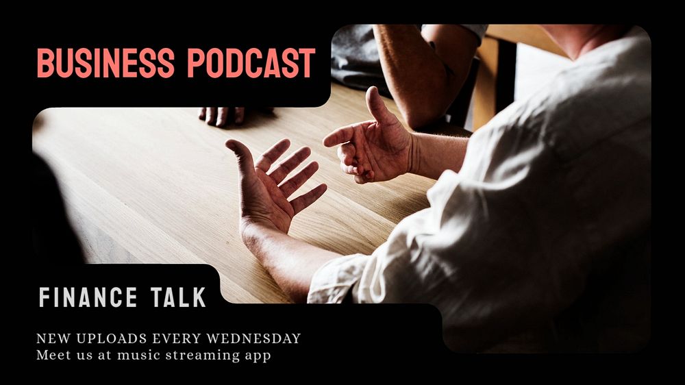 Business podcast blog banner template, editable text & design