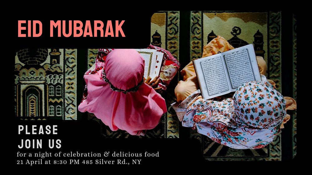 Eid Mubarak blog banner template, editable text & design