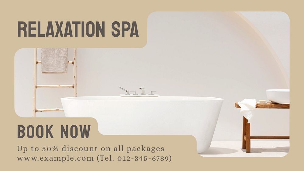 Relaxation spa blog banner template, editable text & design