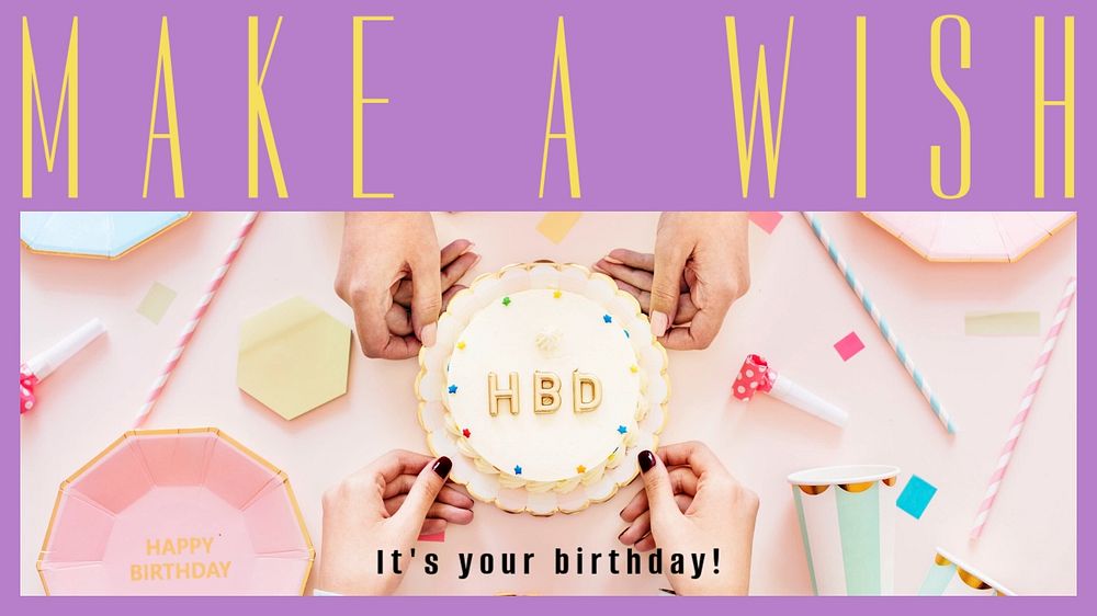 Happy birthday blog banner template, editable text & design