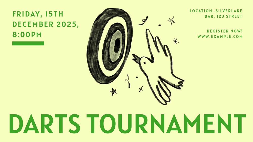 Darts tournament blog banner template, editable text & design