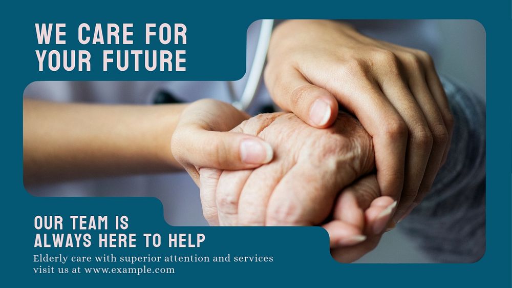 Elderly care blog banner template, editable text & design