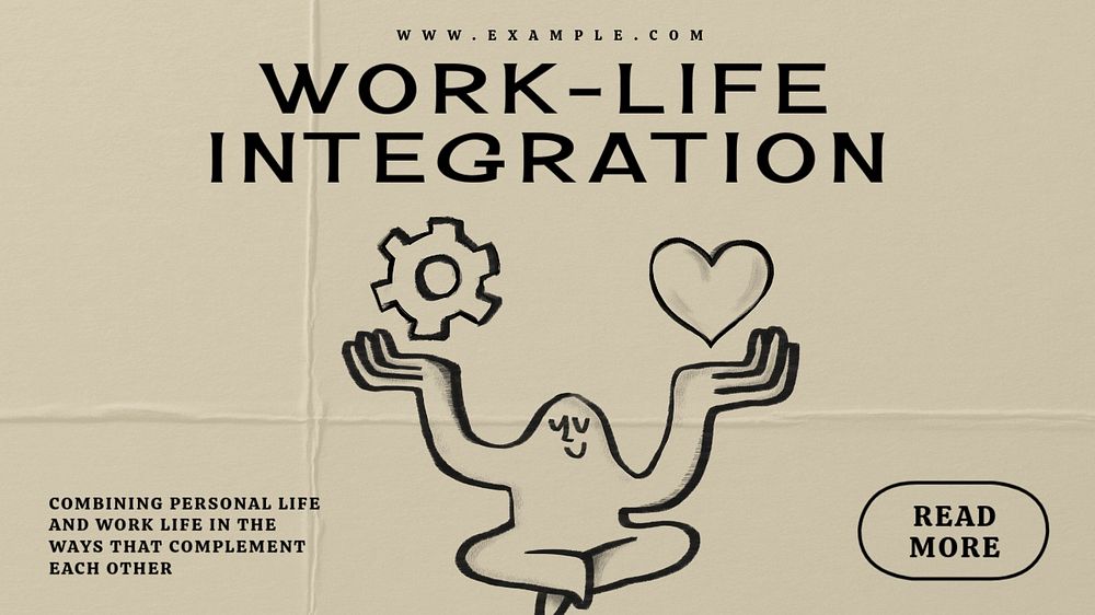 Work life integration blog banner template, editable text & design