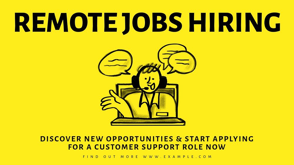 Remote jobs blog banner template, editable text & design