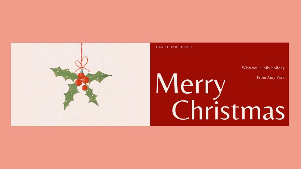 Merry Christmas Facebook cover template, editable design