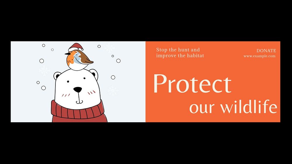 Protect our wildlife Facebook cover template, editable design