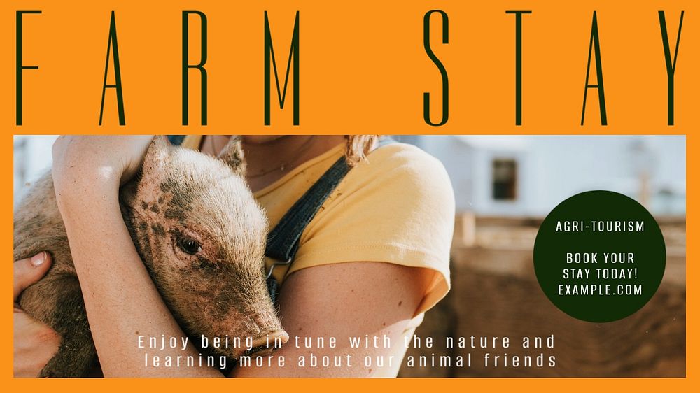 Farm stay blog banner template, editable text & design