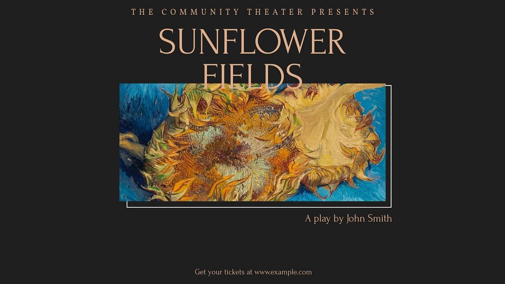 Sunflower fields blog banner template, editable design