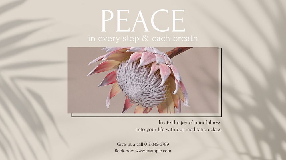 Meditation class blog banner template, editable design