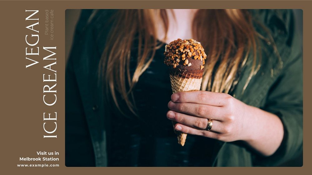 Vegan ice cream blog banner template, editable text