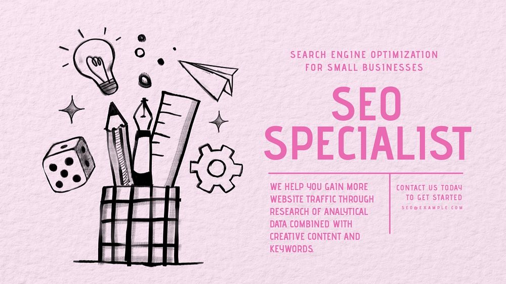 SEO Specialist blog banner template, editable text & design